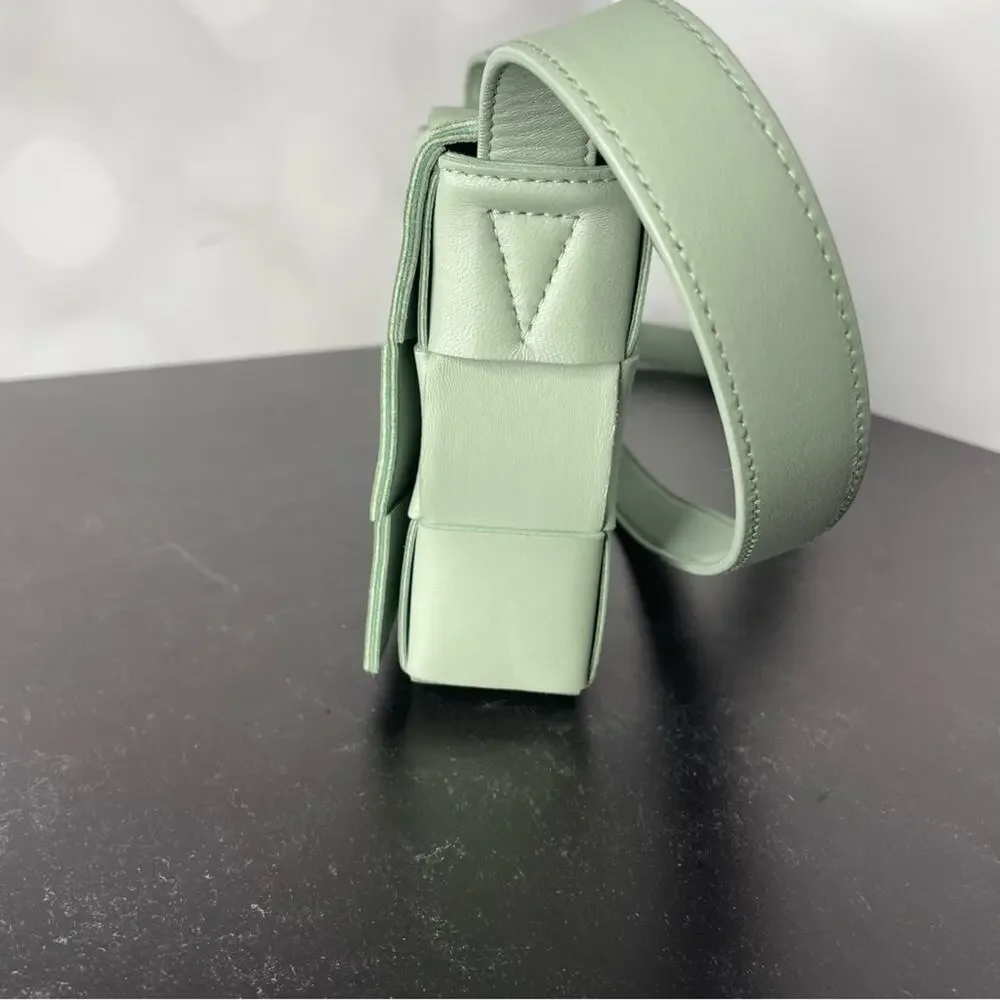 Bottega Veneta Medium Intrecciato Leather Cassette Crossbody Bag Sage Green